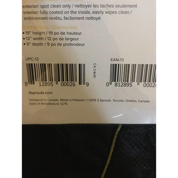 New (Open Package) 3 Three Sprouts Diaper Stacker Caddy-Beige Canvas - Picture 6 of 7